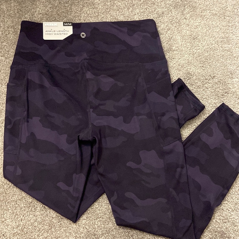 NWT RBX High Waisted Ankle Length Leggings - Purple/Navy Camo Print